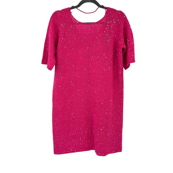 Vero Moda Knitted Sequin Mini Sweater Dress Leilani Barbiecore Pink Small NWT - Picture 1 of 9